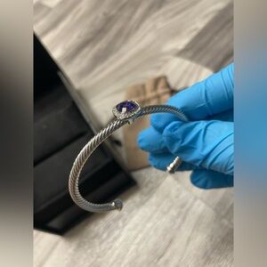 David Yurman Chatelaine Amethyst & Diamond Bracelet Sterling Silver 925